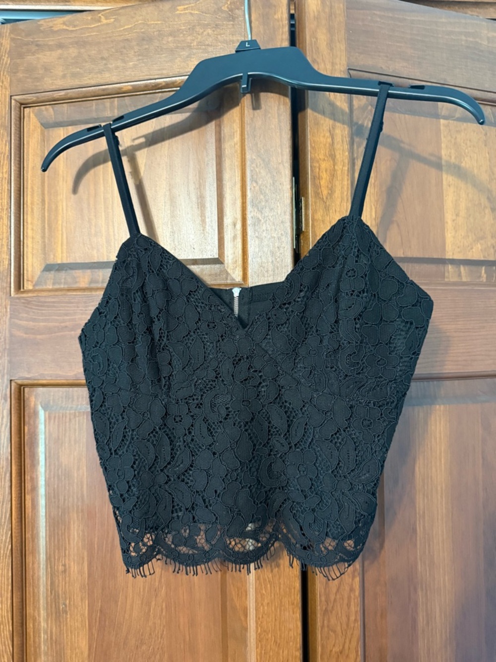 SHEIN Black Lace Cropped Camisole with Spaghetti Straps